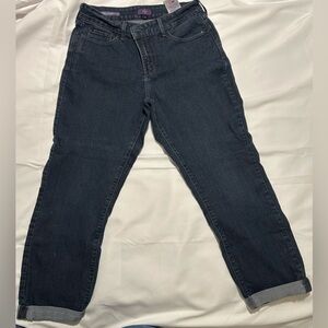 NYDJ Dark Blue Alina Convertible Ankle Jeans with lift tummy tuck technology